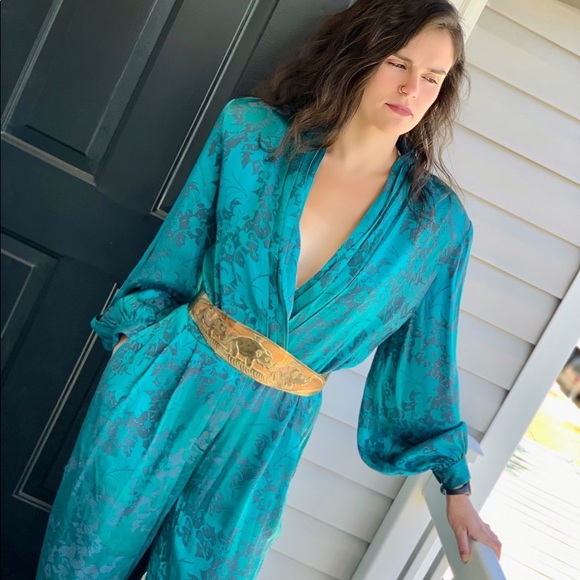 Vintage 80s floral boho romper jumper jumpsuit - Picture 8 of 10
